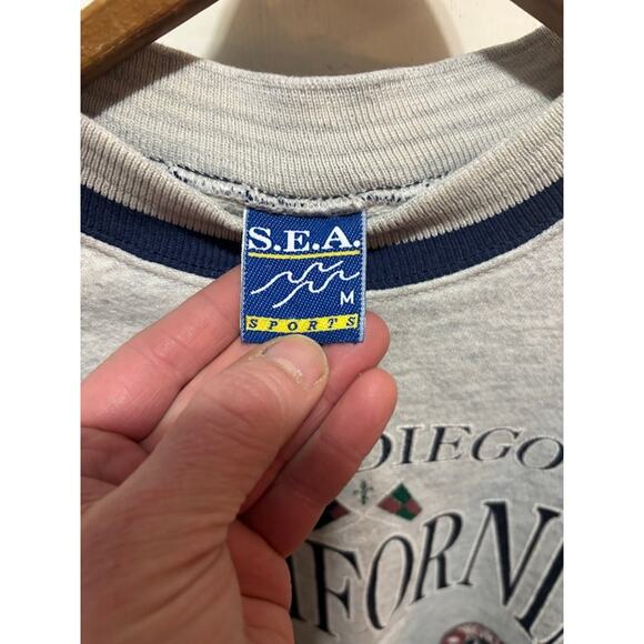 Vintage sweatshirt San Diego California VTG crewneck pullover gray sz M - Picture 3 of 7